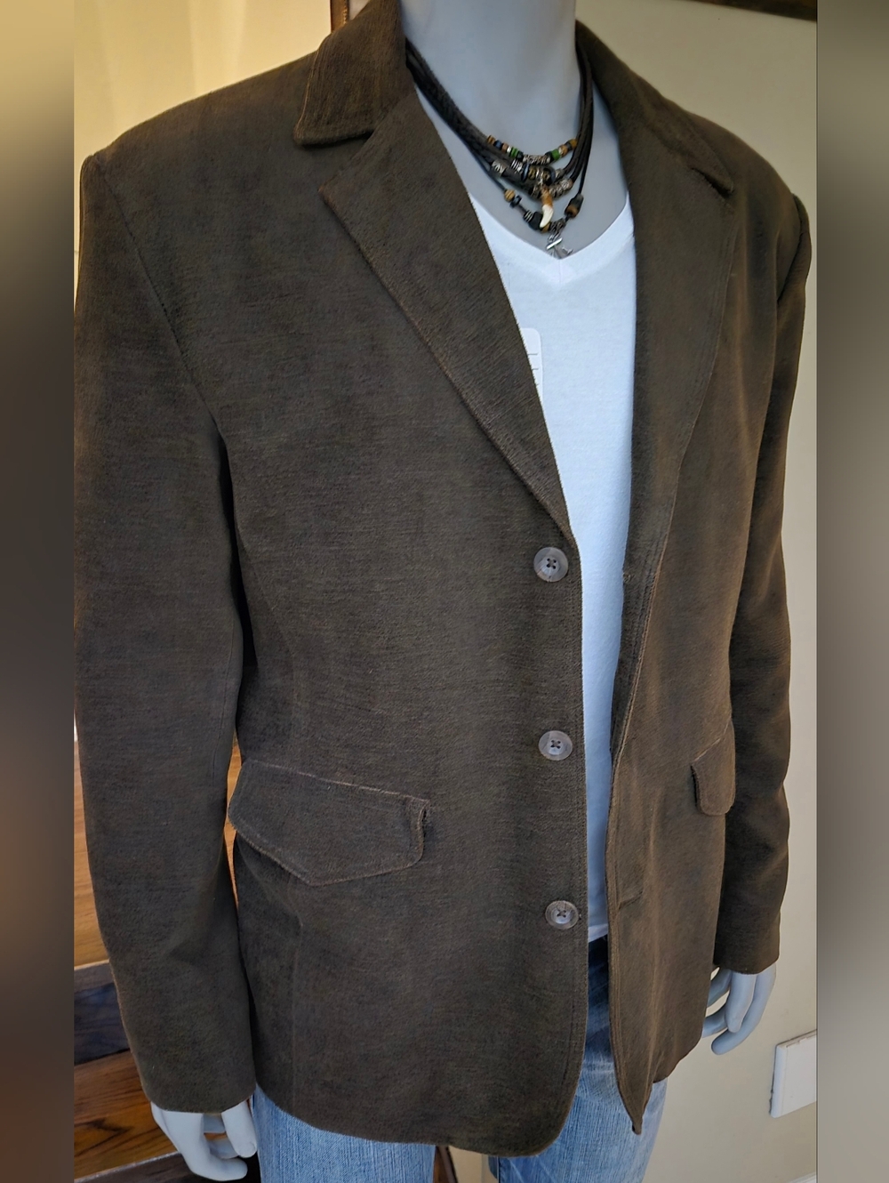 Royalty Brand Brown 3 Button Blazer, 100% Cotton